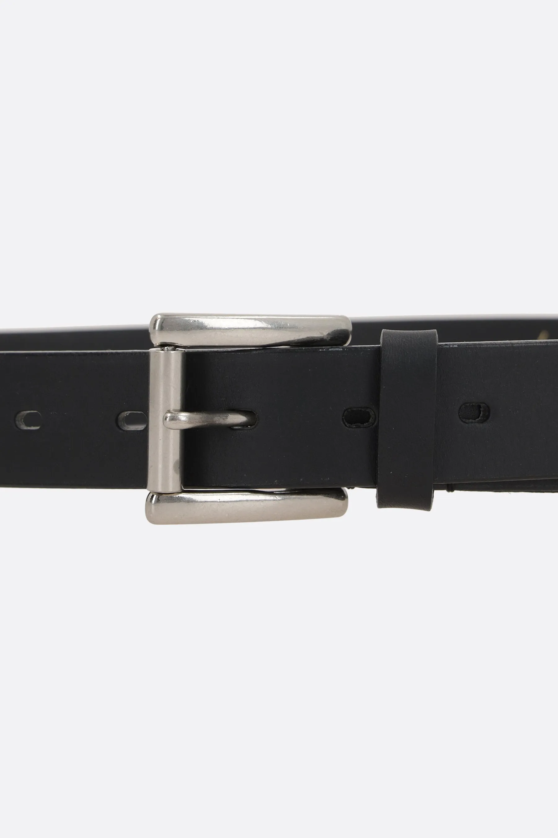 smooth leather belt with embossed logo