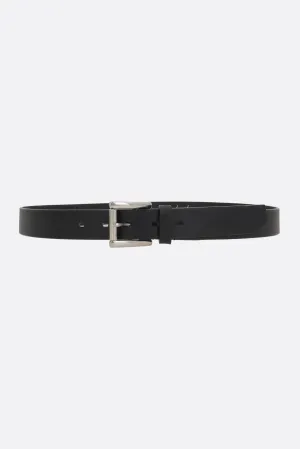 smooth leather belt with embossed logo