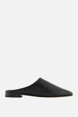 smooth leather flat mules