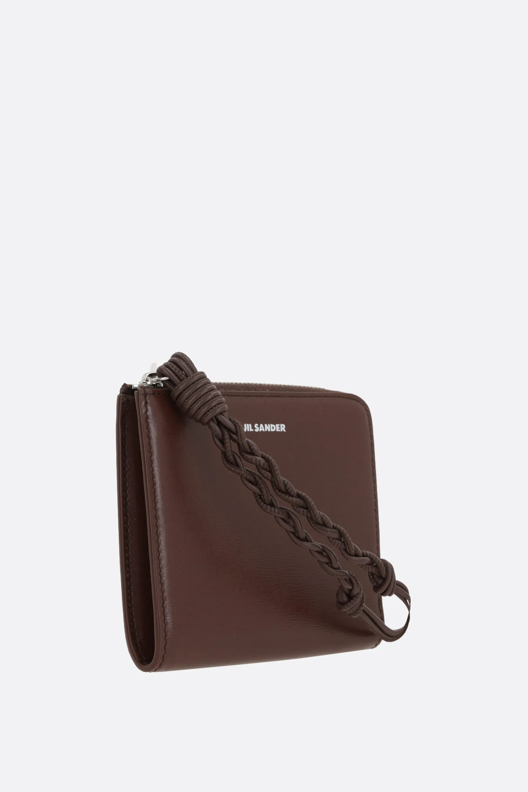 smooth leather half-zip card case