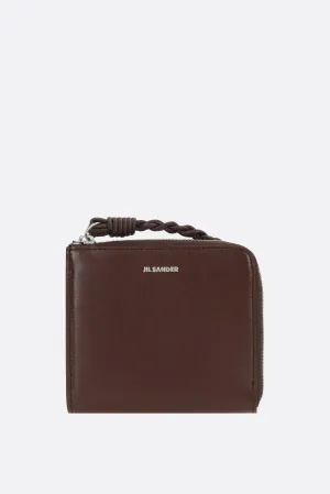 smooth leather half-zip card case