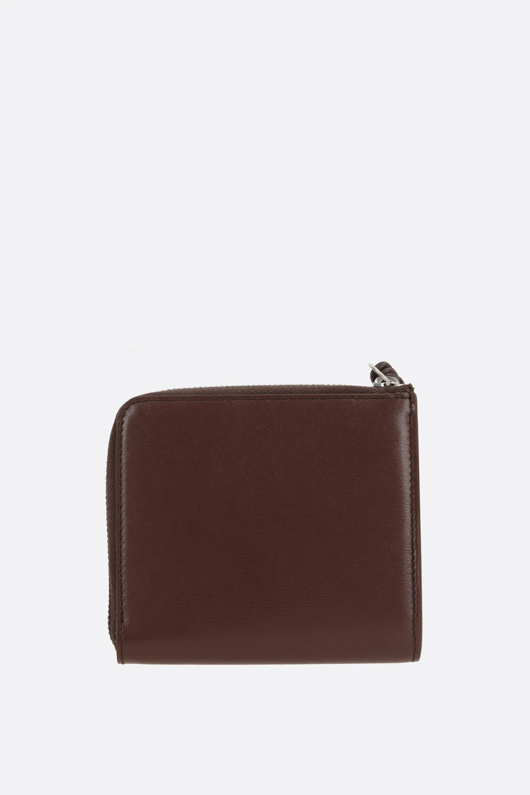 smooth leather half-zip card case