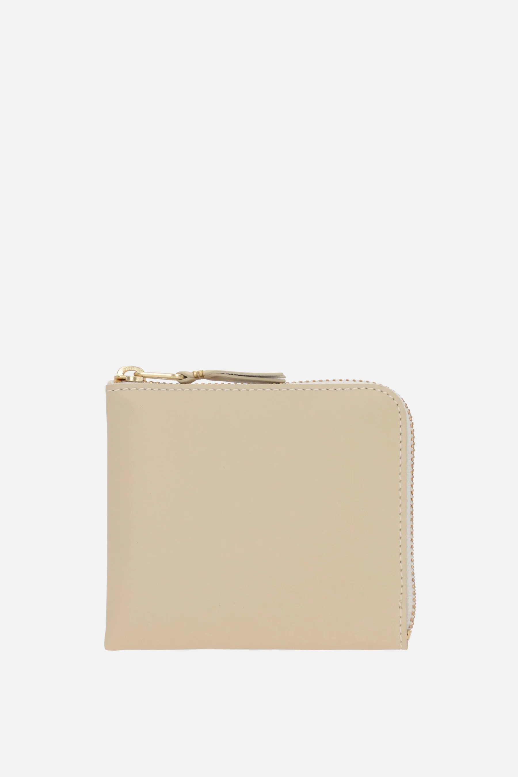 smooth leather half-zip wallet