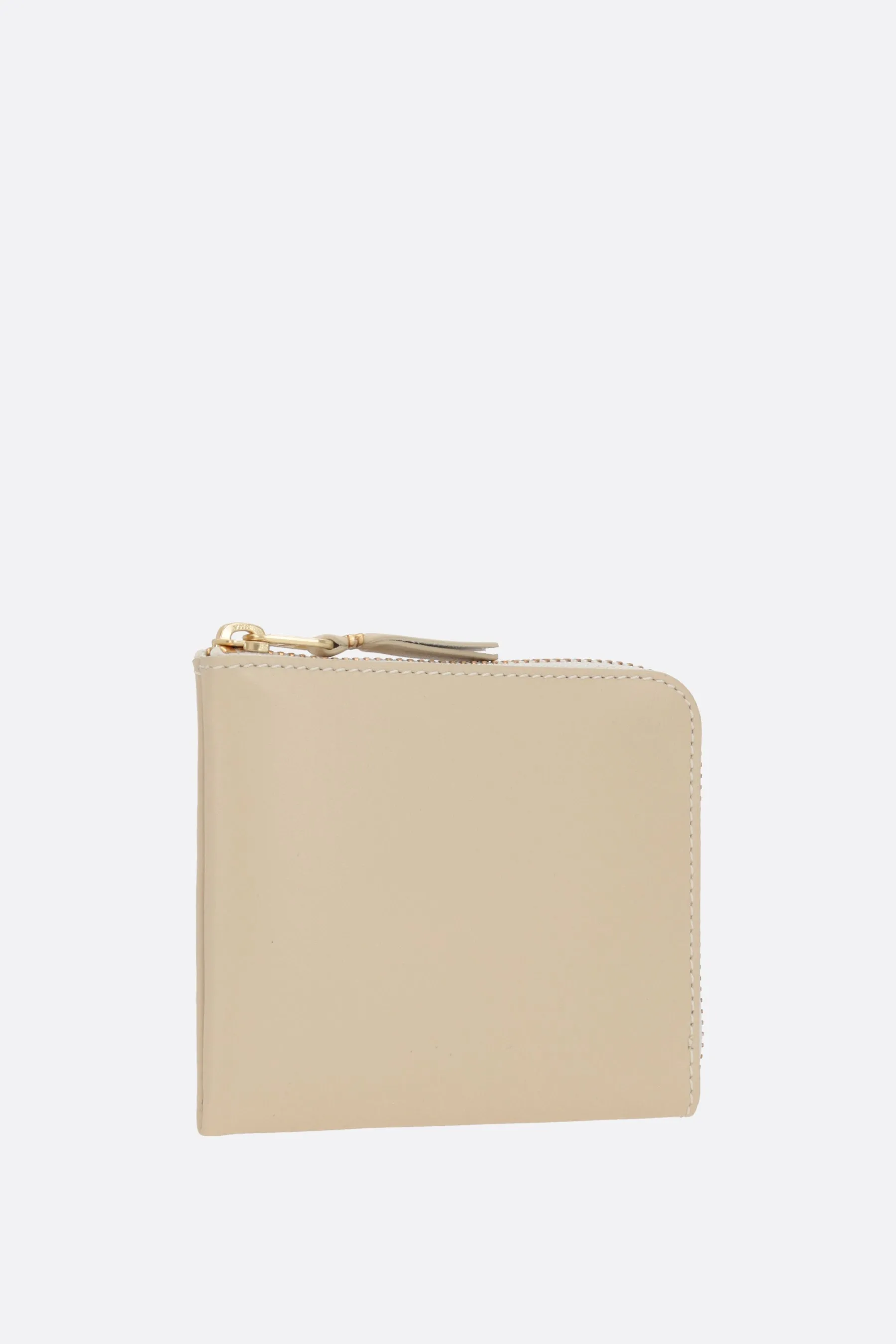 smooth leather half-zip wallet