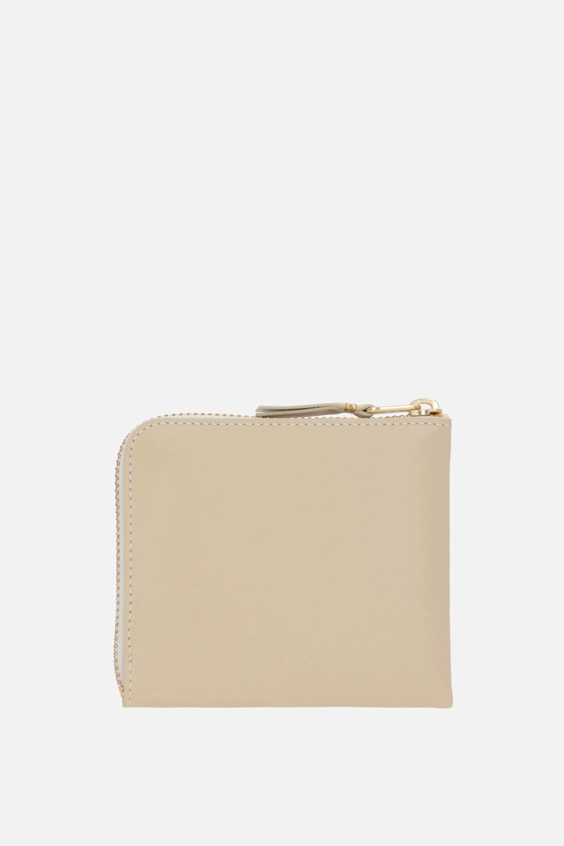 smooth leather half-zip wallet