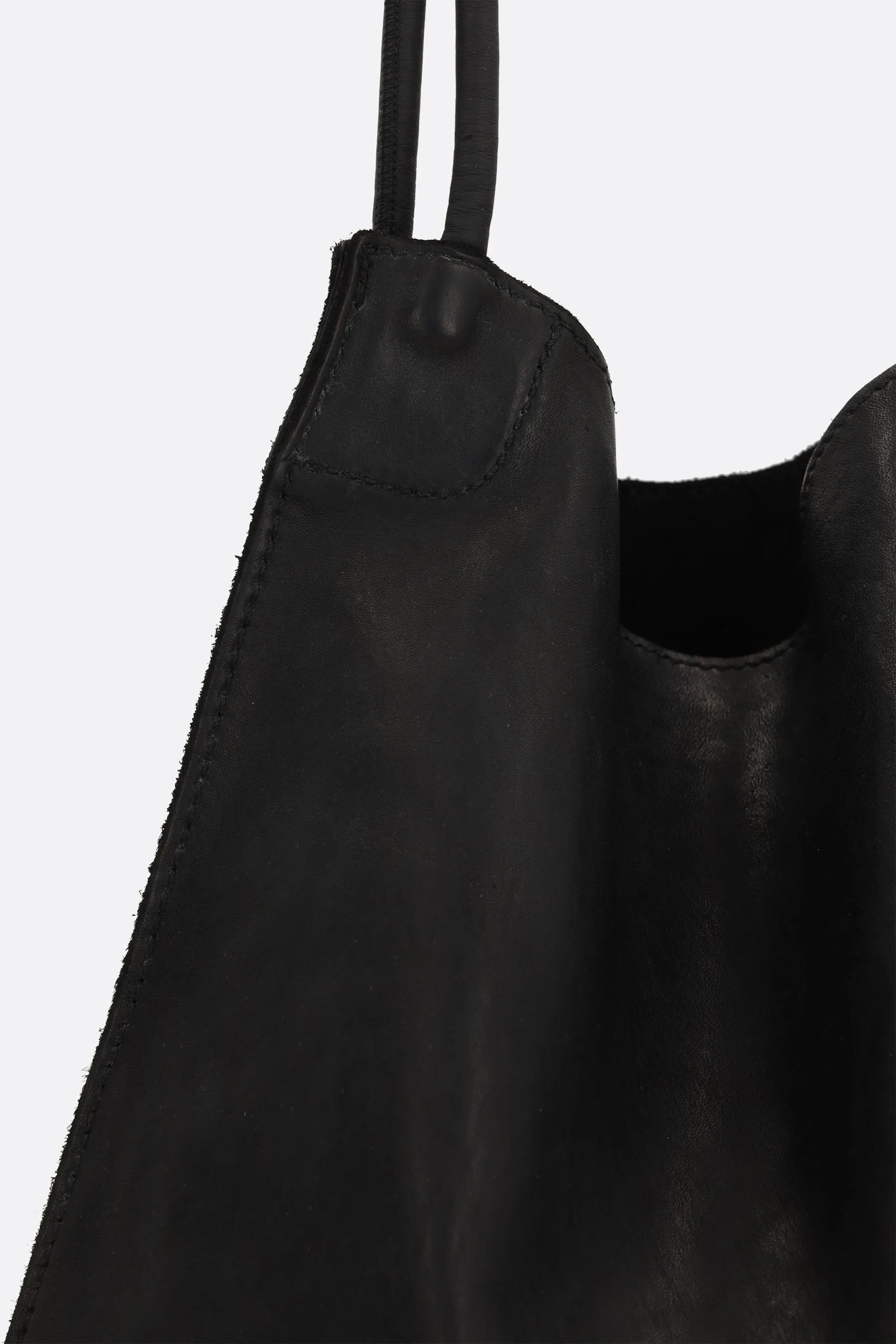 smooth leather shopping bag