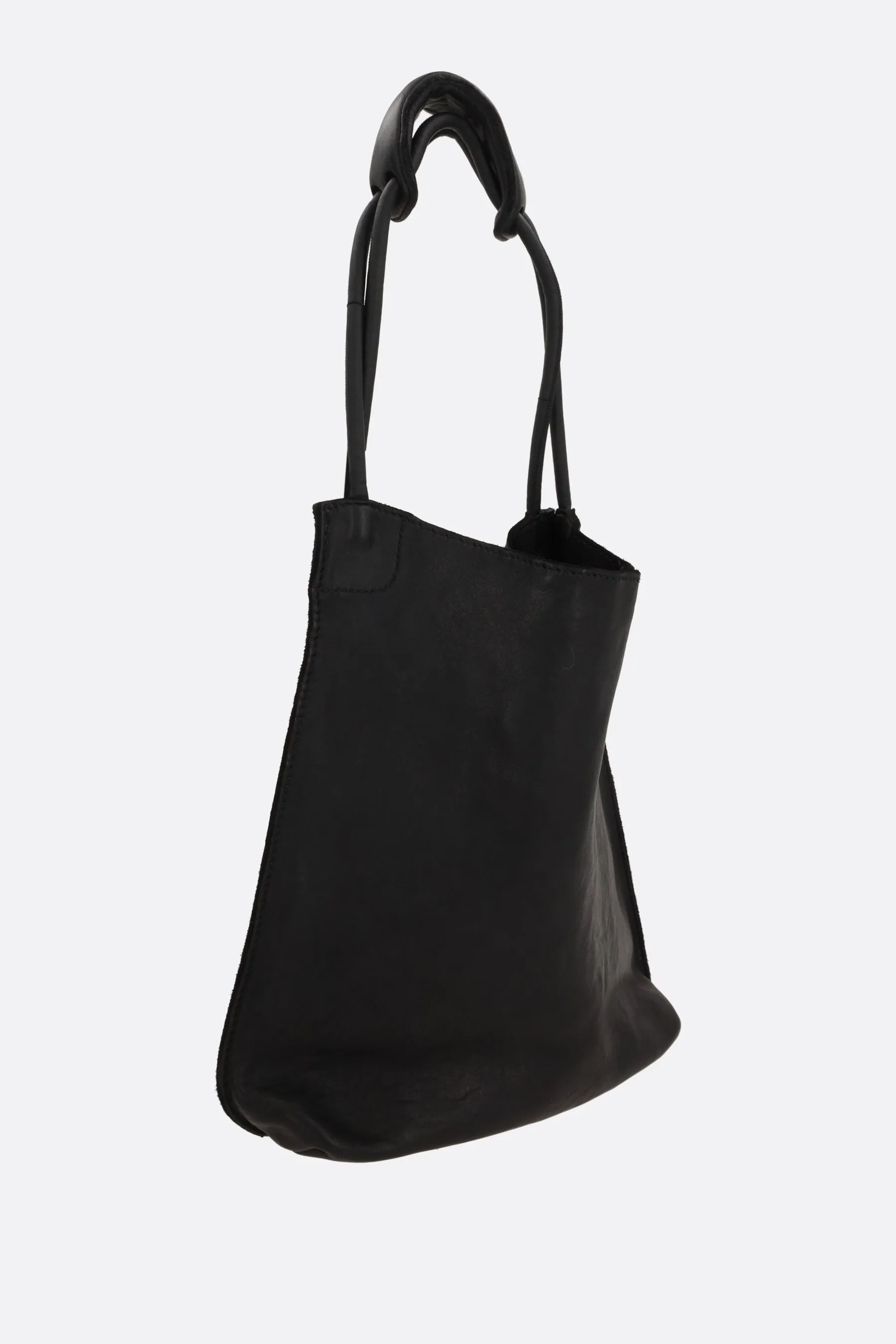 smooth leather shopping bag
