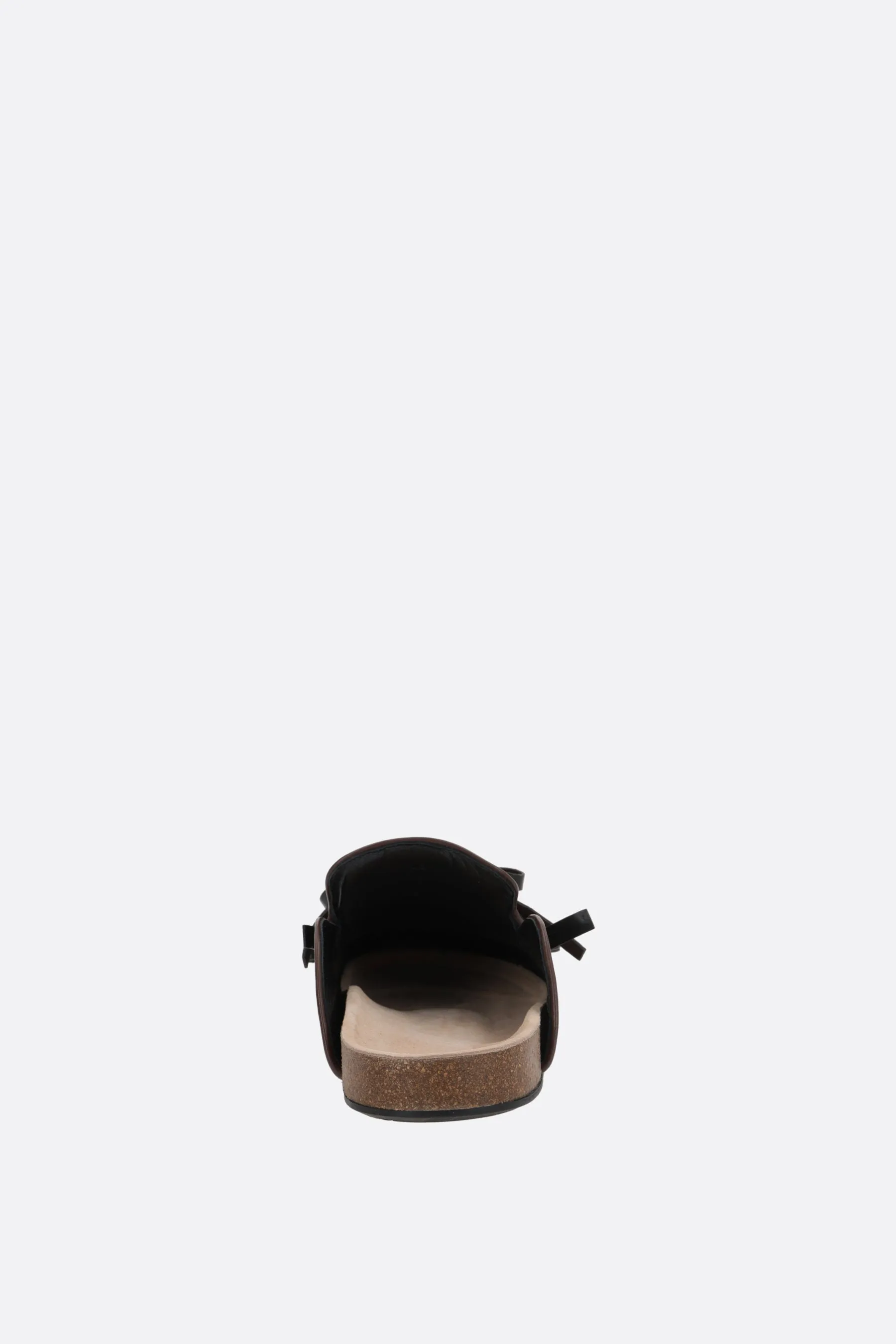 smooth leather slipper with ruffle detail