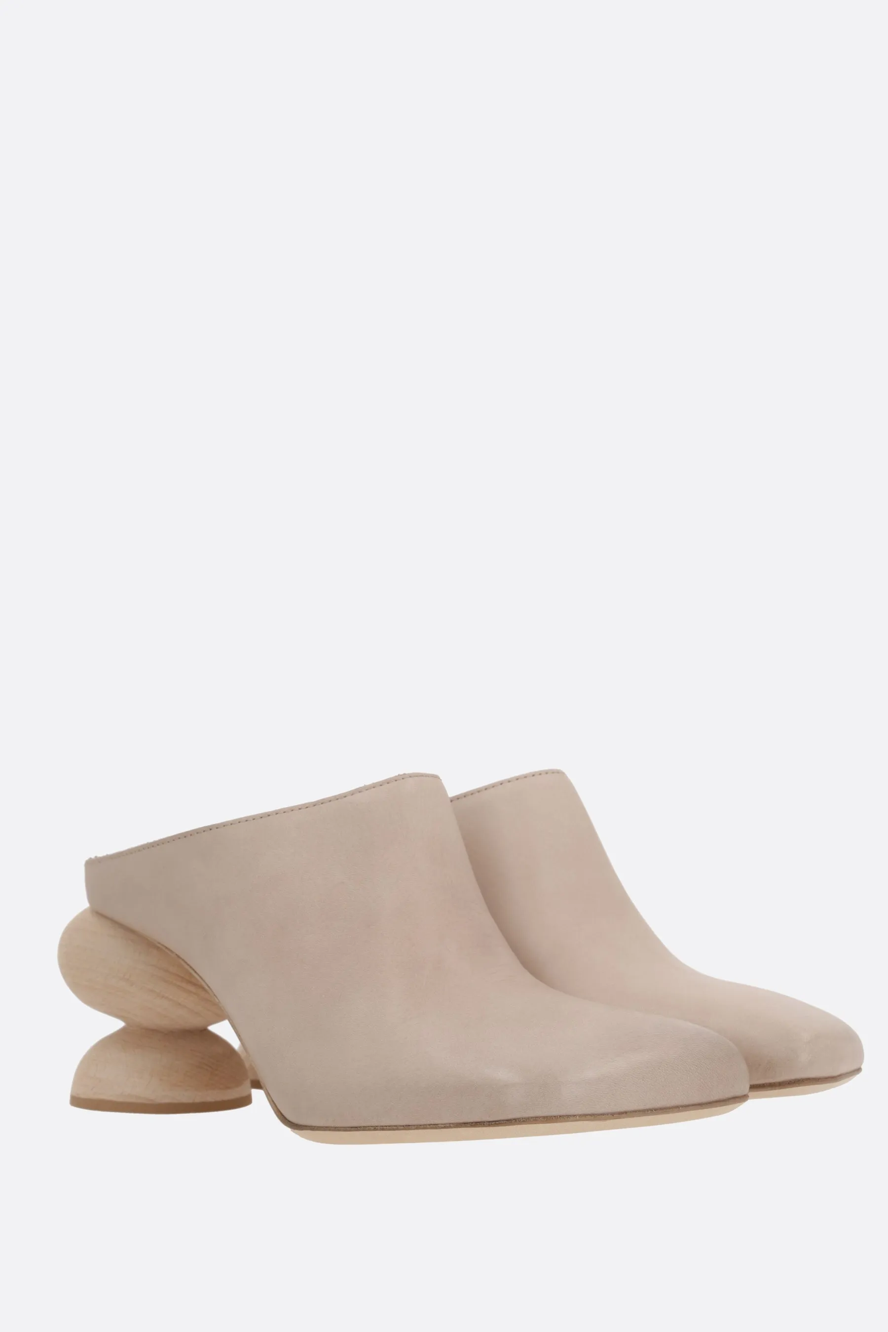 stone mule with double heel in smooth leather