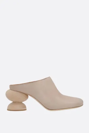 stone mule with double heel in smooth leather