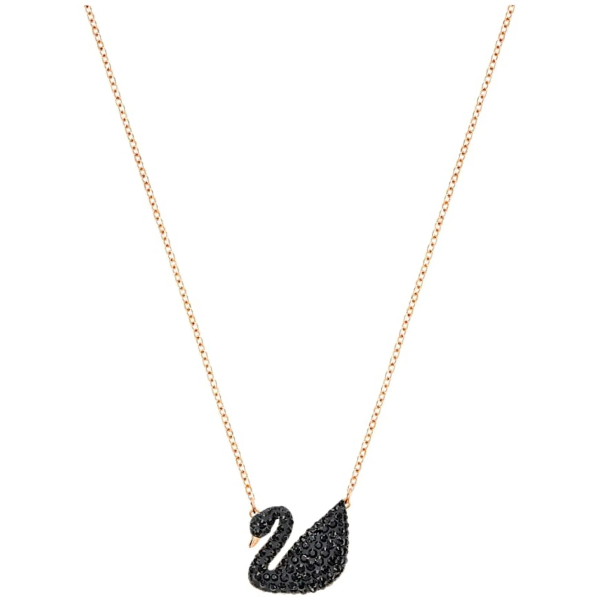 Swarovski Women's Pendant with Chain - Iconic Swan Black and Rose Gold | 5204134