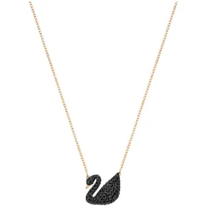 Swarovski Women's Pendant with Chain - Iconic Swan Black and Rose Gold | 5204134