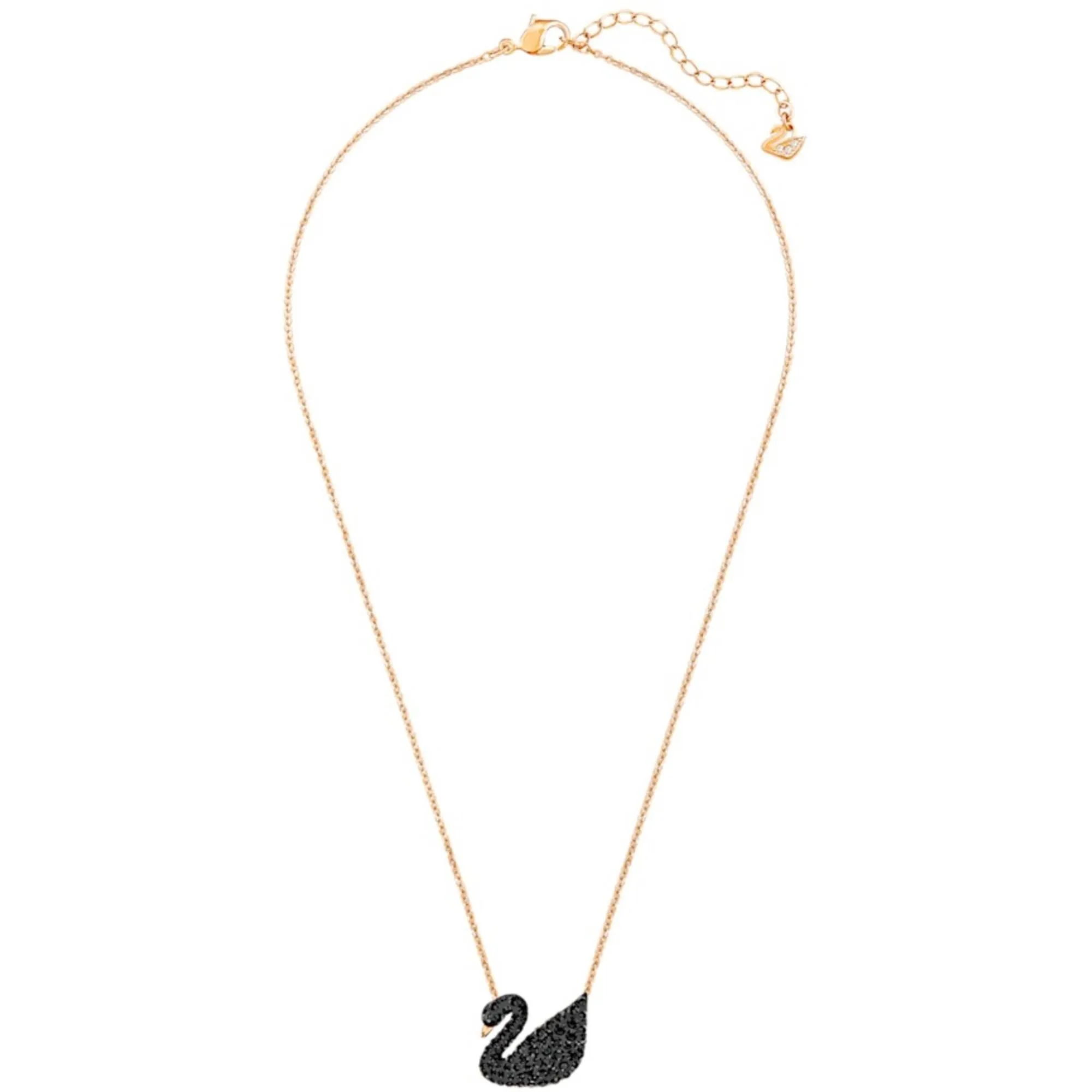 Swarovski Women's Pendant with Chain - Iconic Swan Black and Rose Gold | 5204134