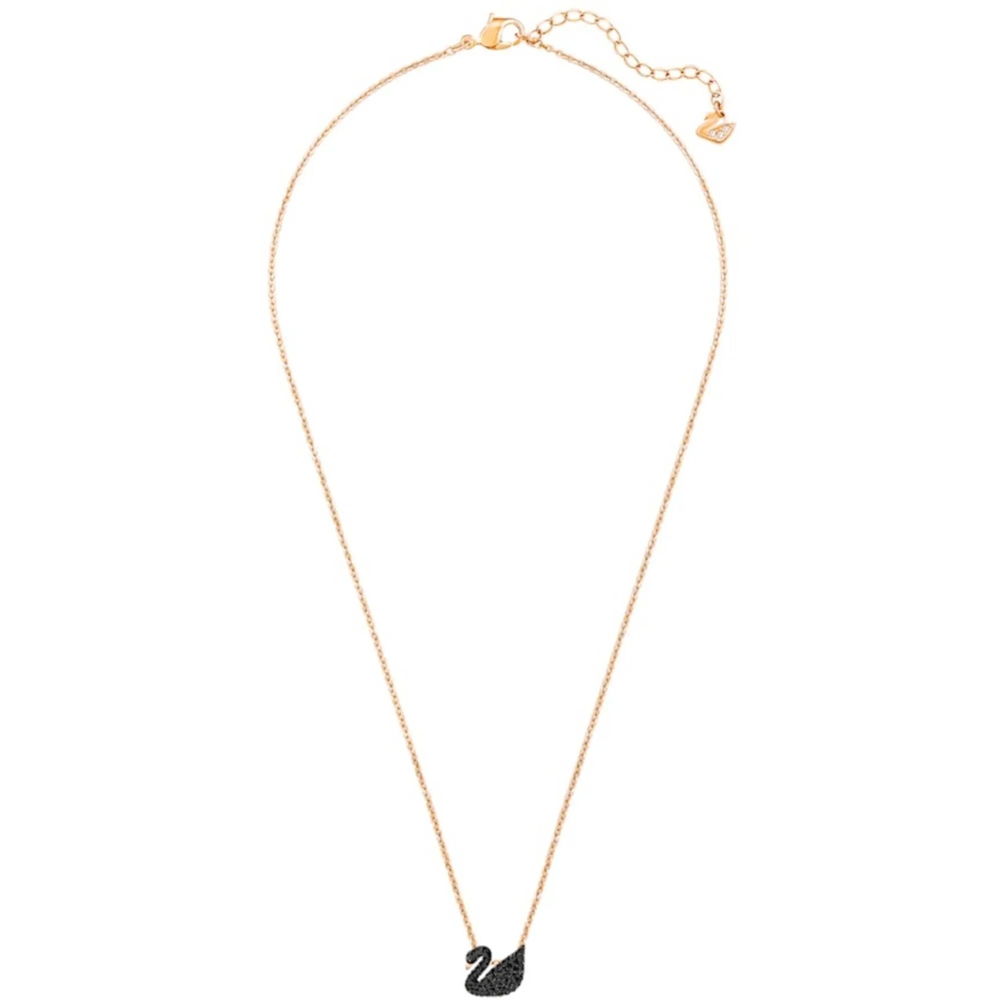 Swarovski Women's Pendant with Chain - Iconic Swan Black Rose Gold, Small | 5204133
