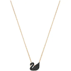 Swarovski Women's Pendant with Chain - Iconic Swan Black Rose Gold, Small | 5204133