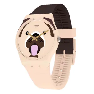 Swatch Unisex Watch - Carlito Quartz Light and Dark Brown Silicone Strap | GT109