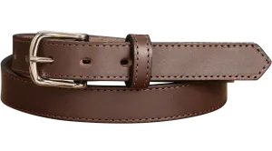The Colt: Brown Stitched Leather Belt Petite Width 1.00"