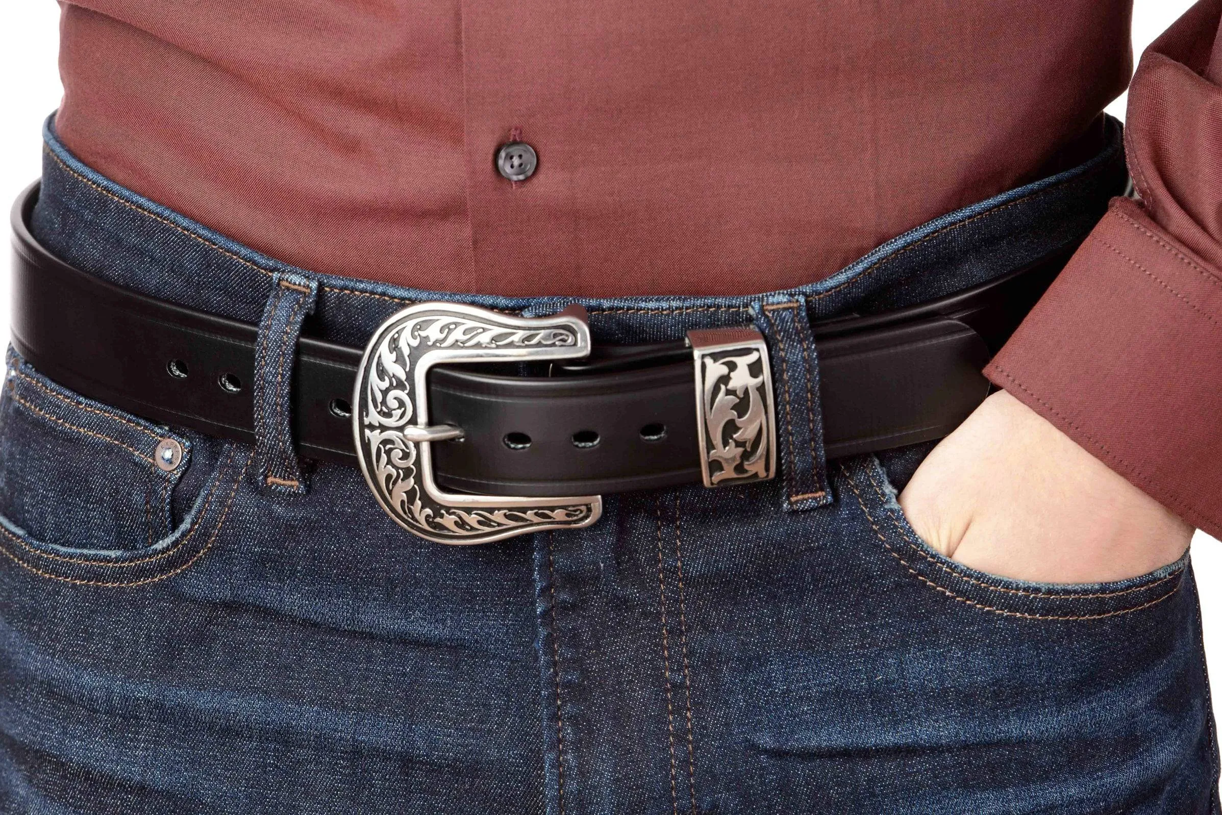 The Hercules Belt™ -  Black Max Thick With Western Buckle And Keeper 1.50" (H570BK)