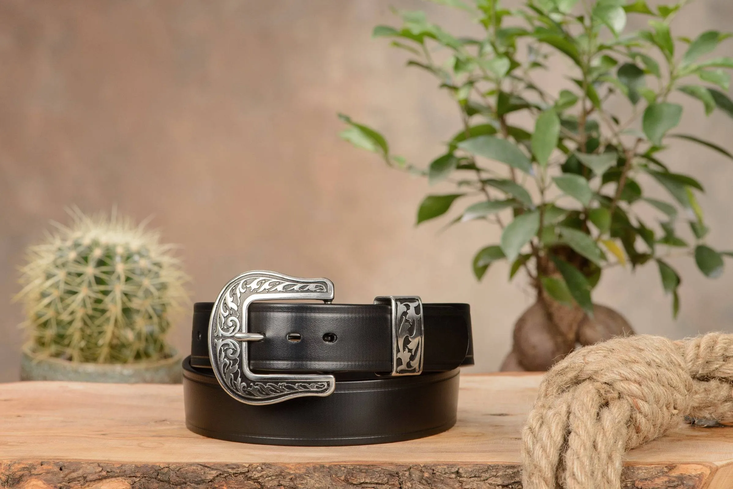 The Hercules Belt™ -  Black Max Thick With Western Buckle And Keeper 1.50" (H570BK)