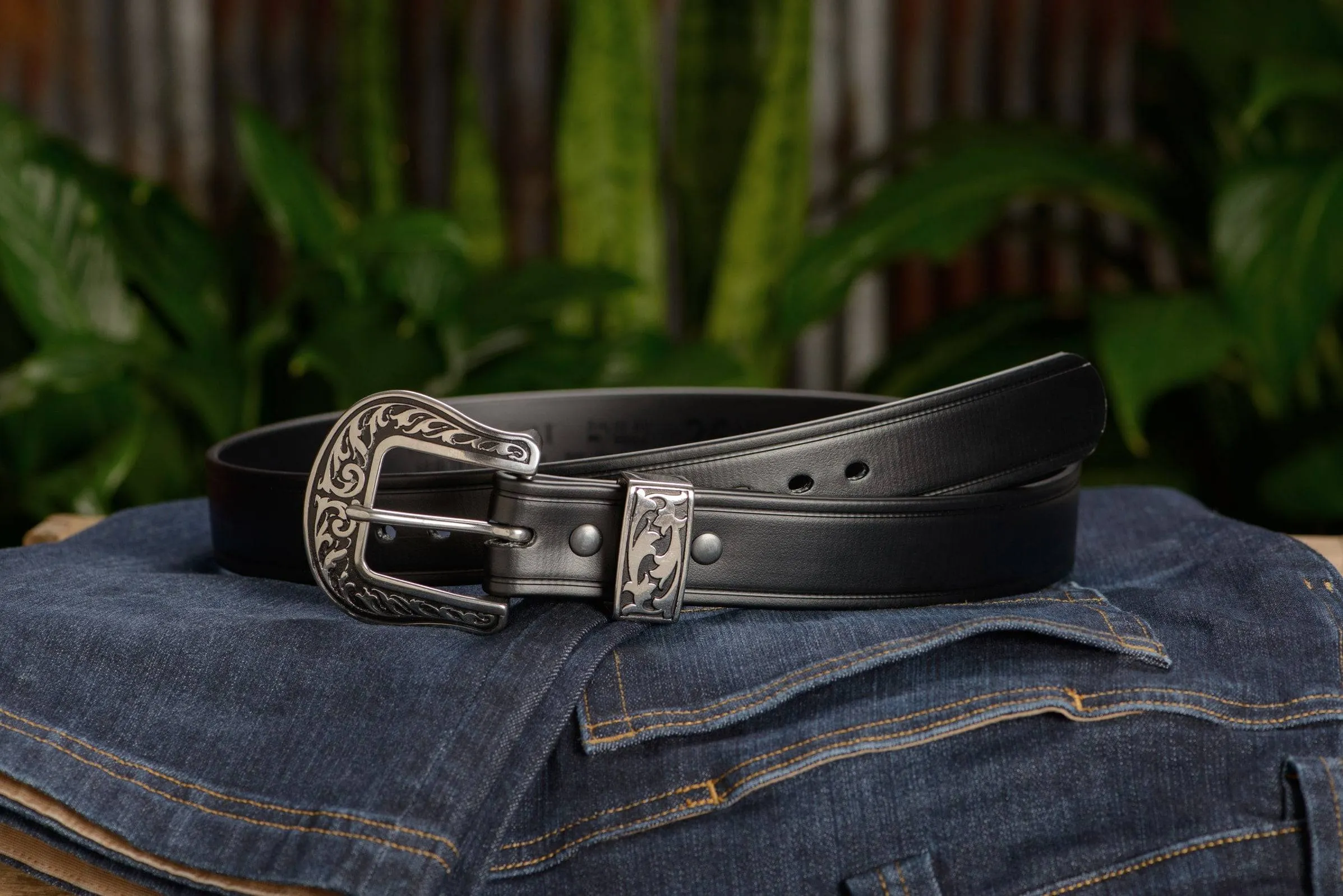 The Hercules Belt™ -  Black Max Thick With Western Buckle And Keeper 1.50" (H570BK)