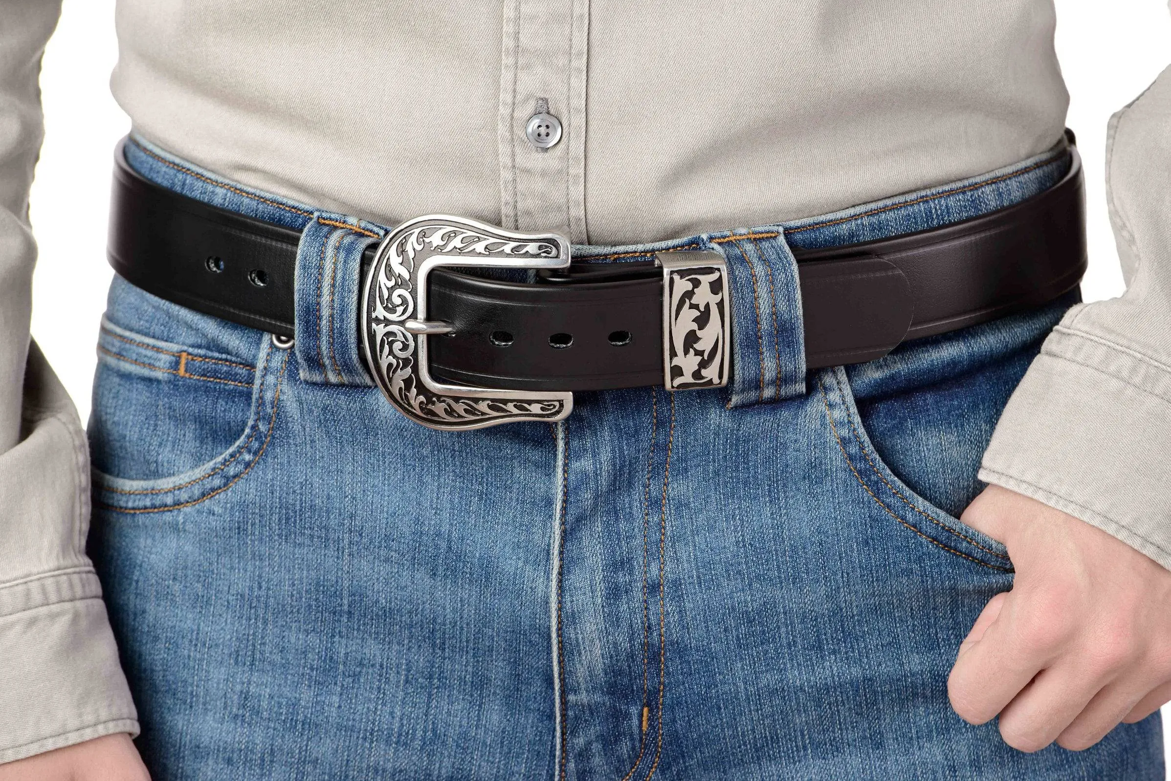 The Hercules Belt™ -  Black Max Thick With Western Buckle And Keeper 1.50" (H570BK)