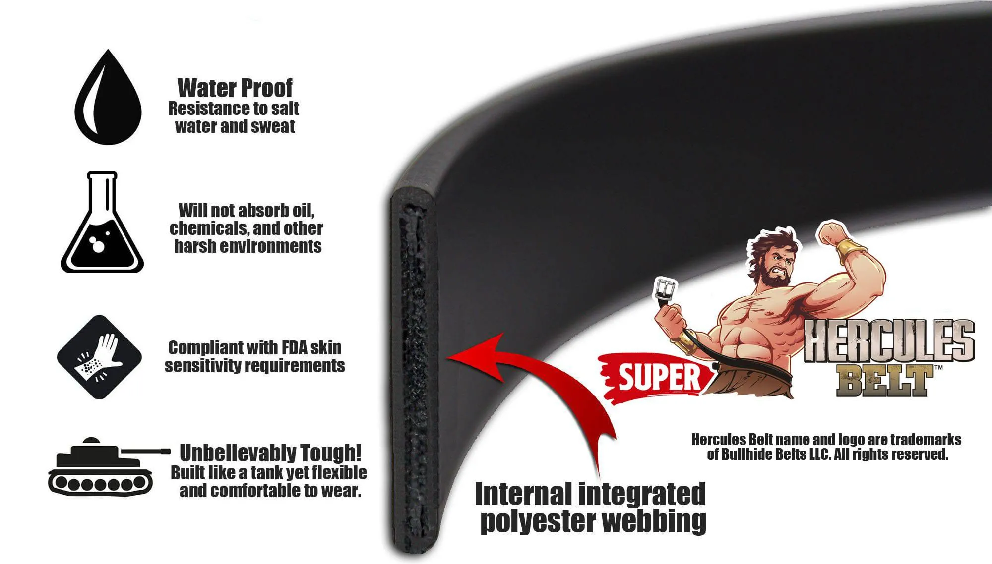The Hercules Belt™ -  Black Max Thick With Western Buckle And Keeper 1.50" (H570BK)