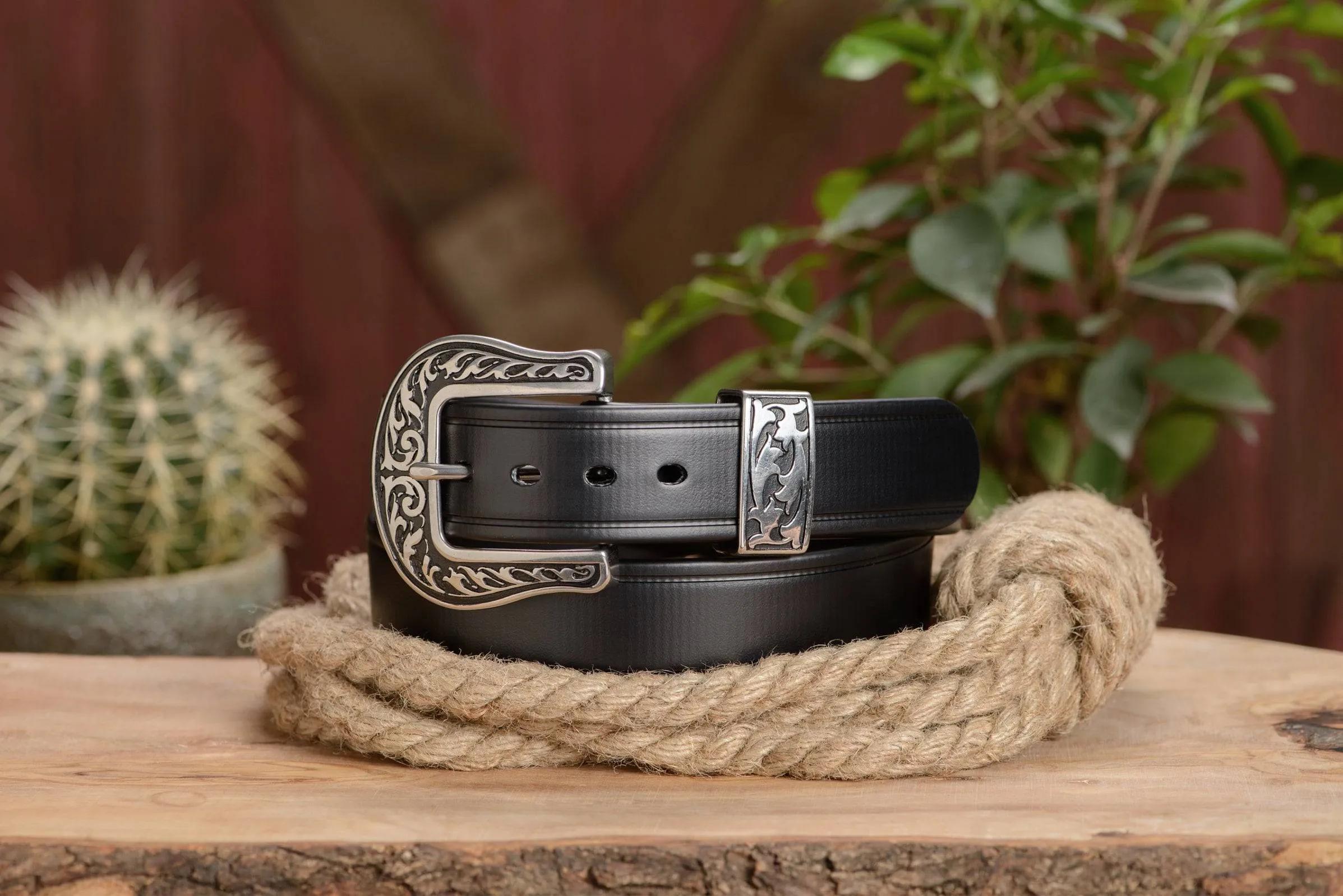 The Hercules Belt™ -  Black Max Thick With Western Buckle And Keeper 1.50" (H570BK)