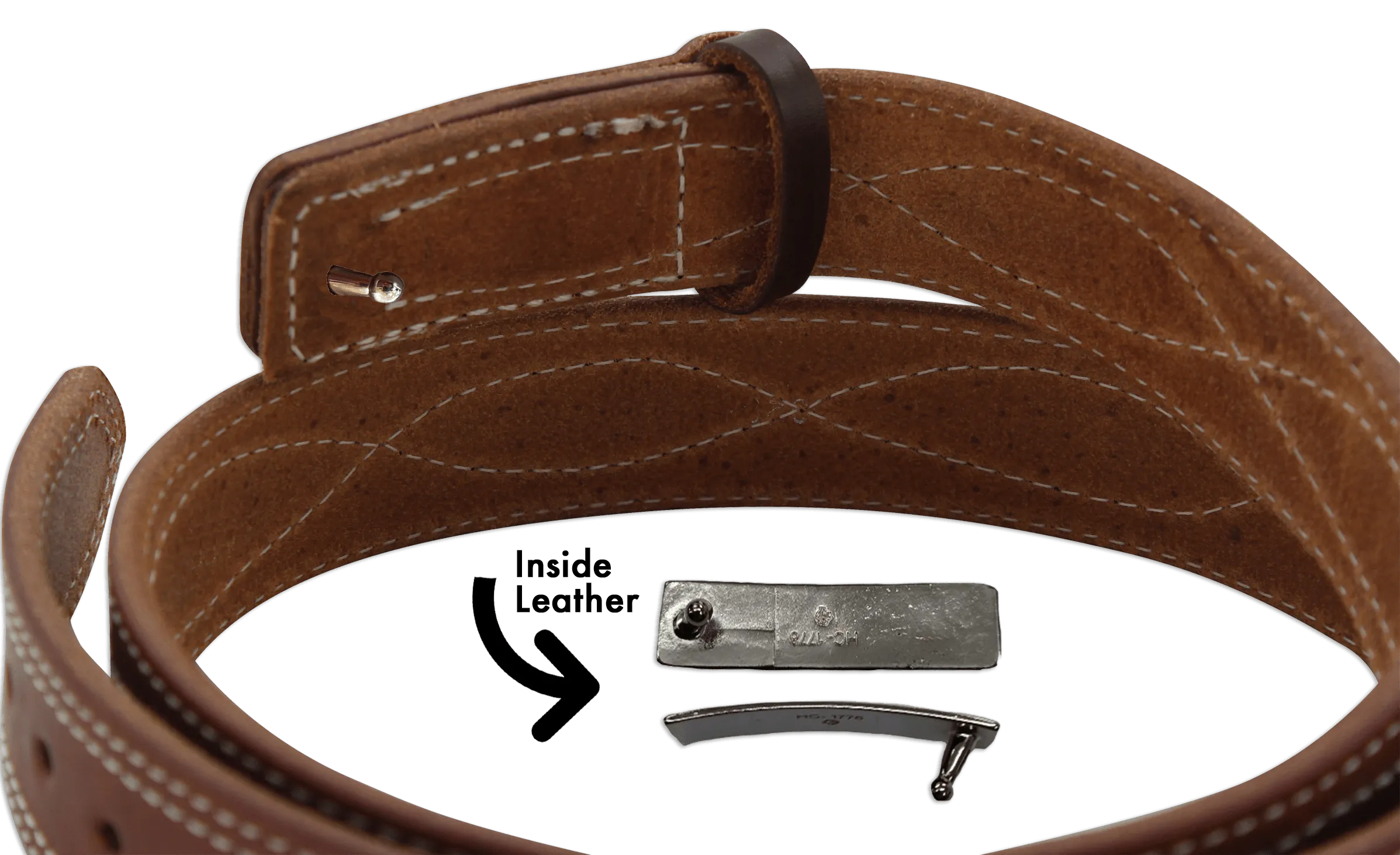 The Pit Boss: Hot Dipped Tan Figure 8 White Stitched Buckle-less Ball Hook 1.50"