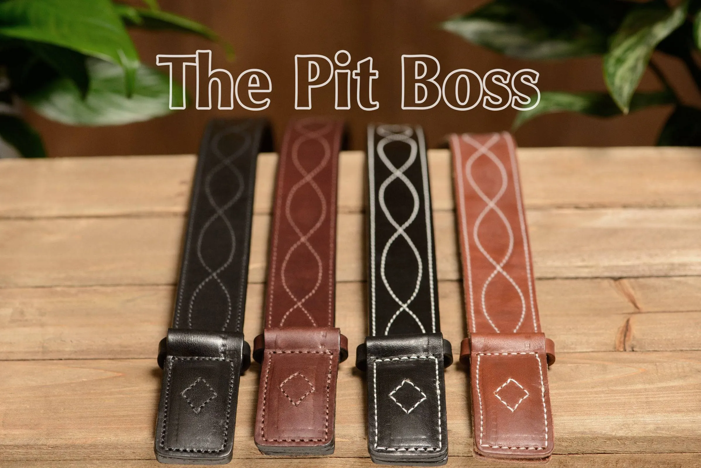 The Pit Boss: Hot Dipped Tan Figure 8 White Stitched Buckle-less Ball Hook 1.50"