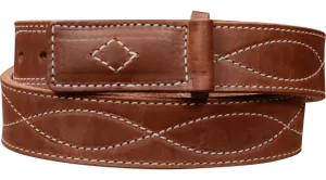The Pit Boss: Hot Dipped Tan Figure 8 White Stitched Buckle-less Ball Hook 1.50"