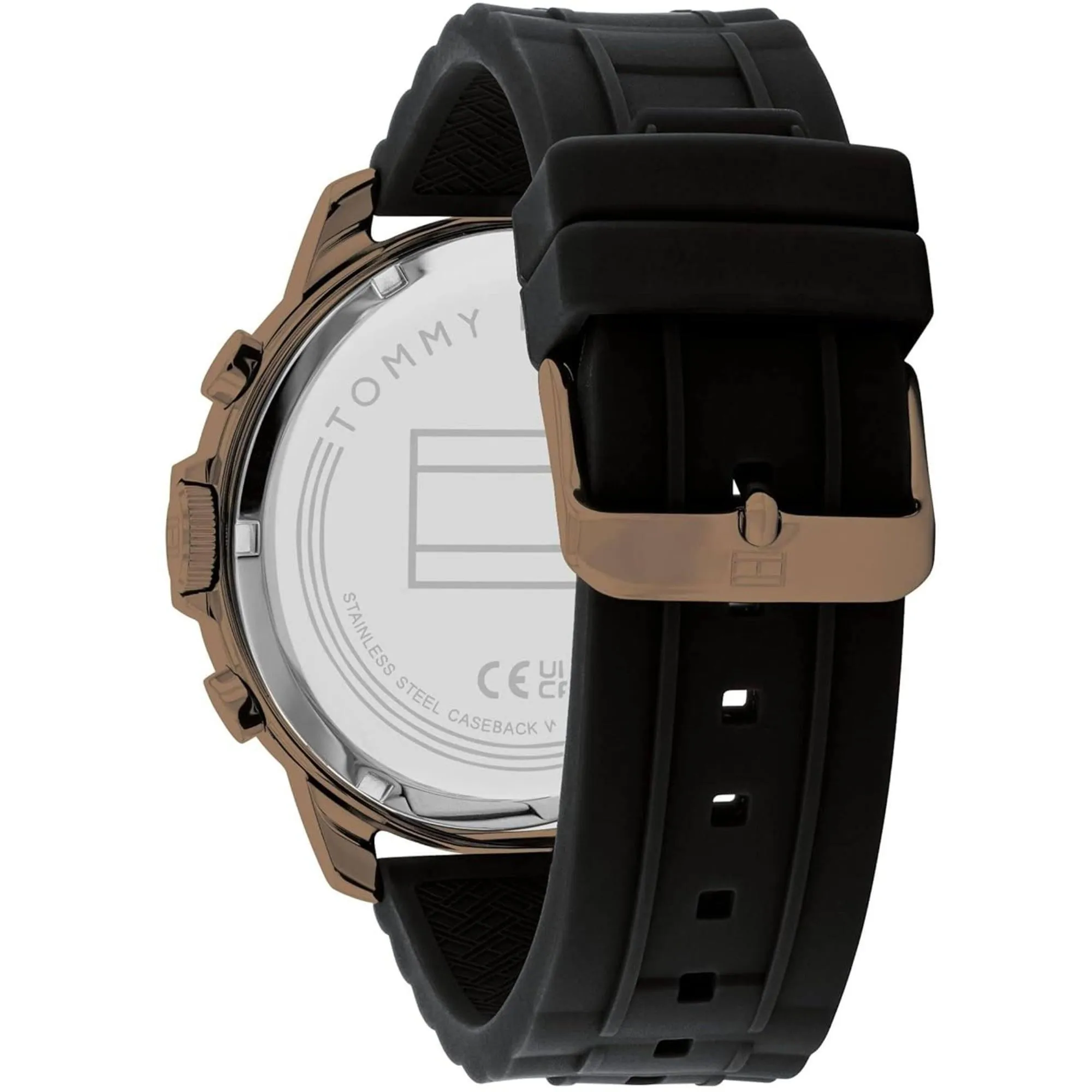 Tommy Hilfiger Men's Watch - Luca Day-Date Black Dial Silicone Rubber Strap | 1710491