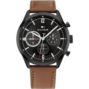 Tommy Hilfiger Men's Watch - Matthew Black Dial Brown Leather Strap Quartz | 1791942