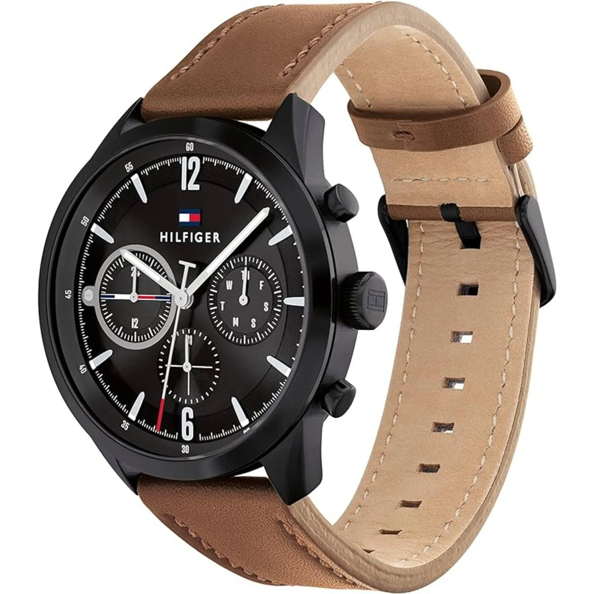Tommy Hilfiger Men's Watch - Matthew Black Dial Brown Leather Strap Quartz | 1791942