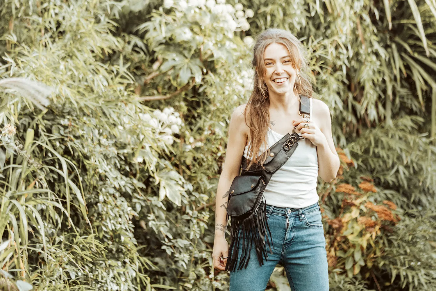 Vegan Leather Tassel Belt - Black