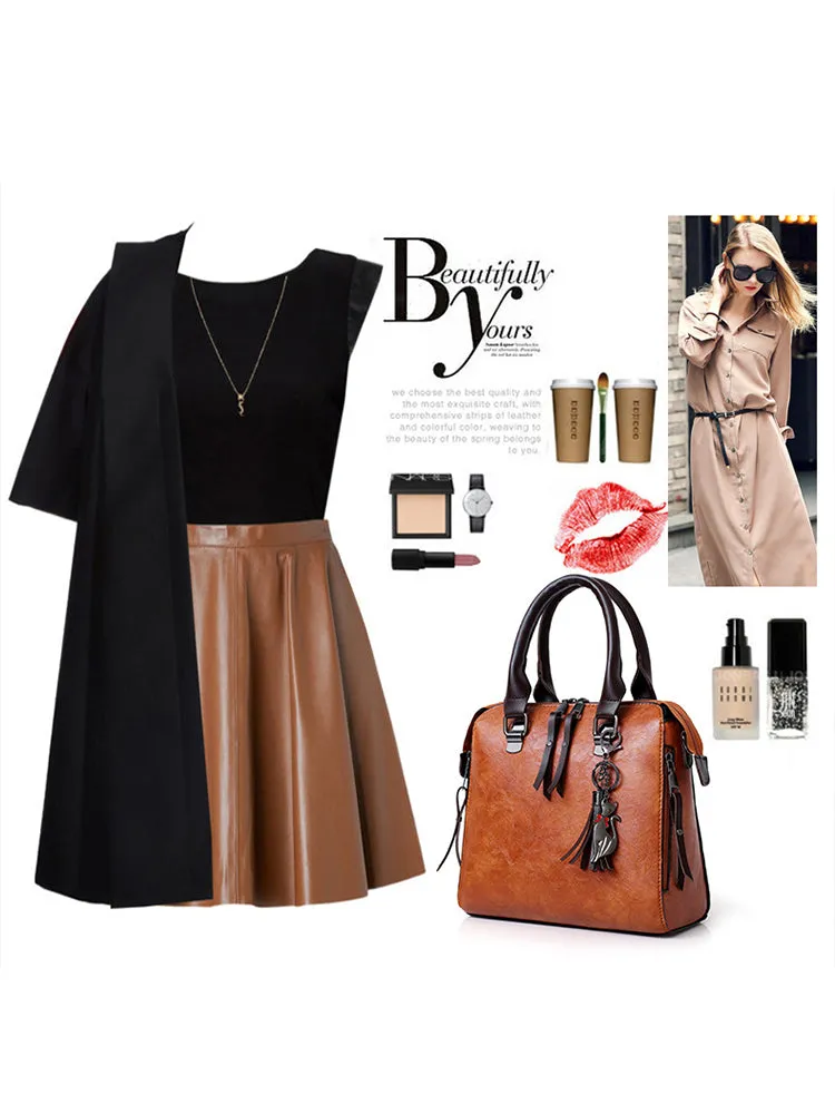 Women Leather Handbags Multi-function Crossbody Bags Purse Set 4pcs