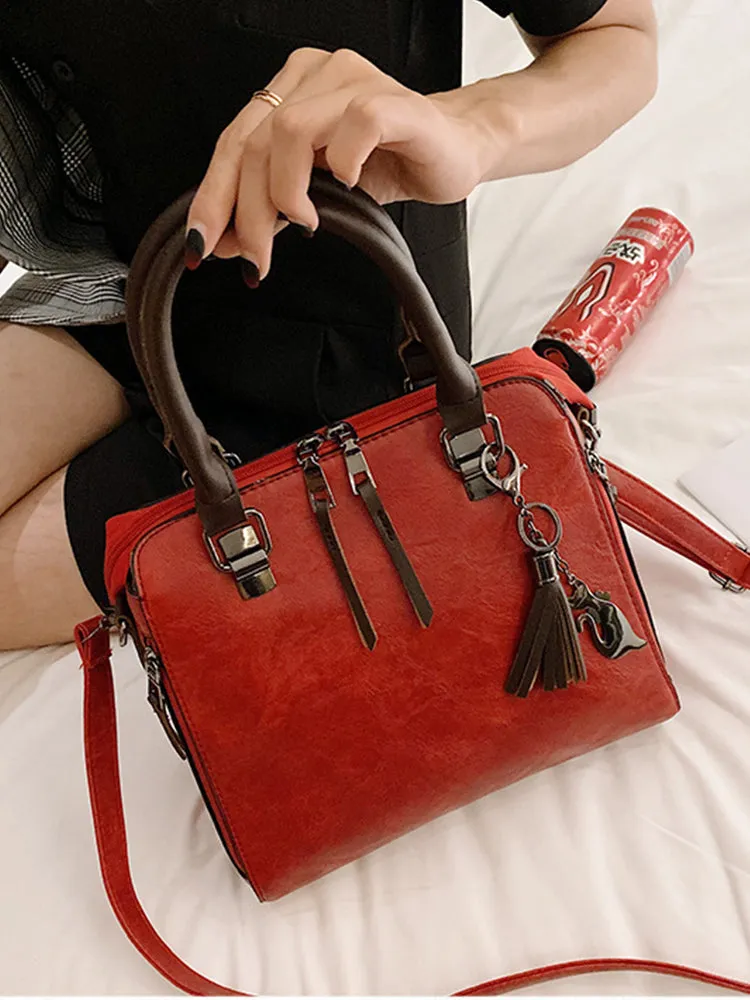 Women Leather Handbags Multi-function Crossbody Bags Purse Set 4pcs