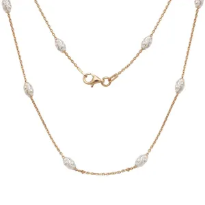 Women's Chain - Rose Diamond Cut Oval Moon Bead, 18 Inch | Q-5459-18