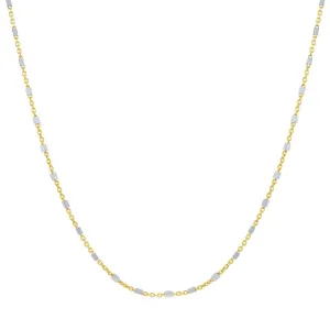 Women's Chain - Two Tone Sterling Silver Square Beads Shape | Q-5743-18