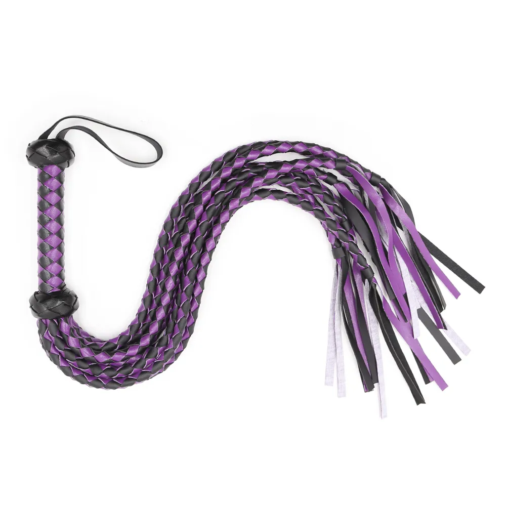 Yiwu Black & Purple Soft Braided Vegan Faux Leather Flogger