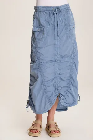 Zeno Ruched Sporty Cargo Midi Skirt