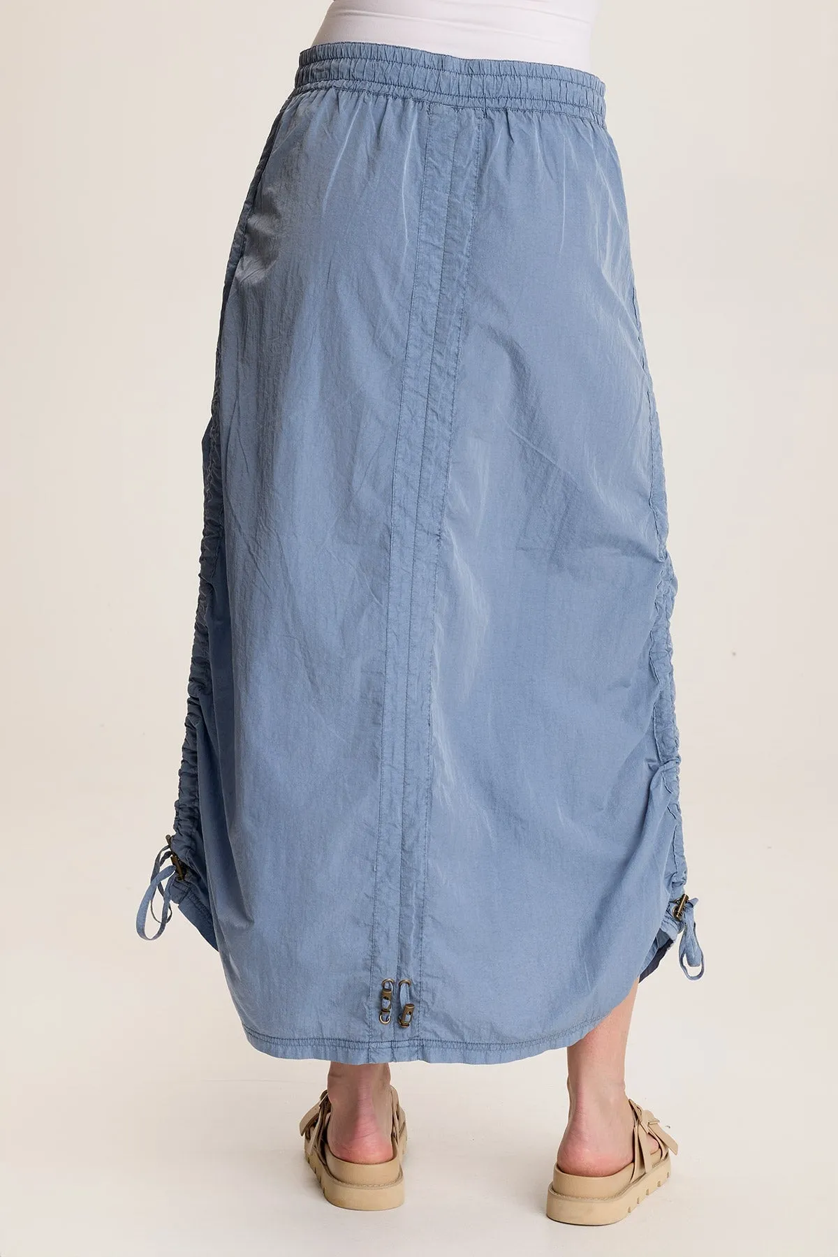 Zeno Ruched Sporty Cargo Midi Skirt