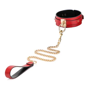 ZYL Wide Faux Leather Collar & Chain Leash